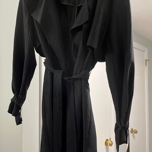 Philosophy lightweight black trench coat size L.  Knee length